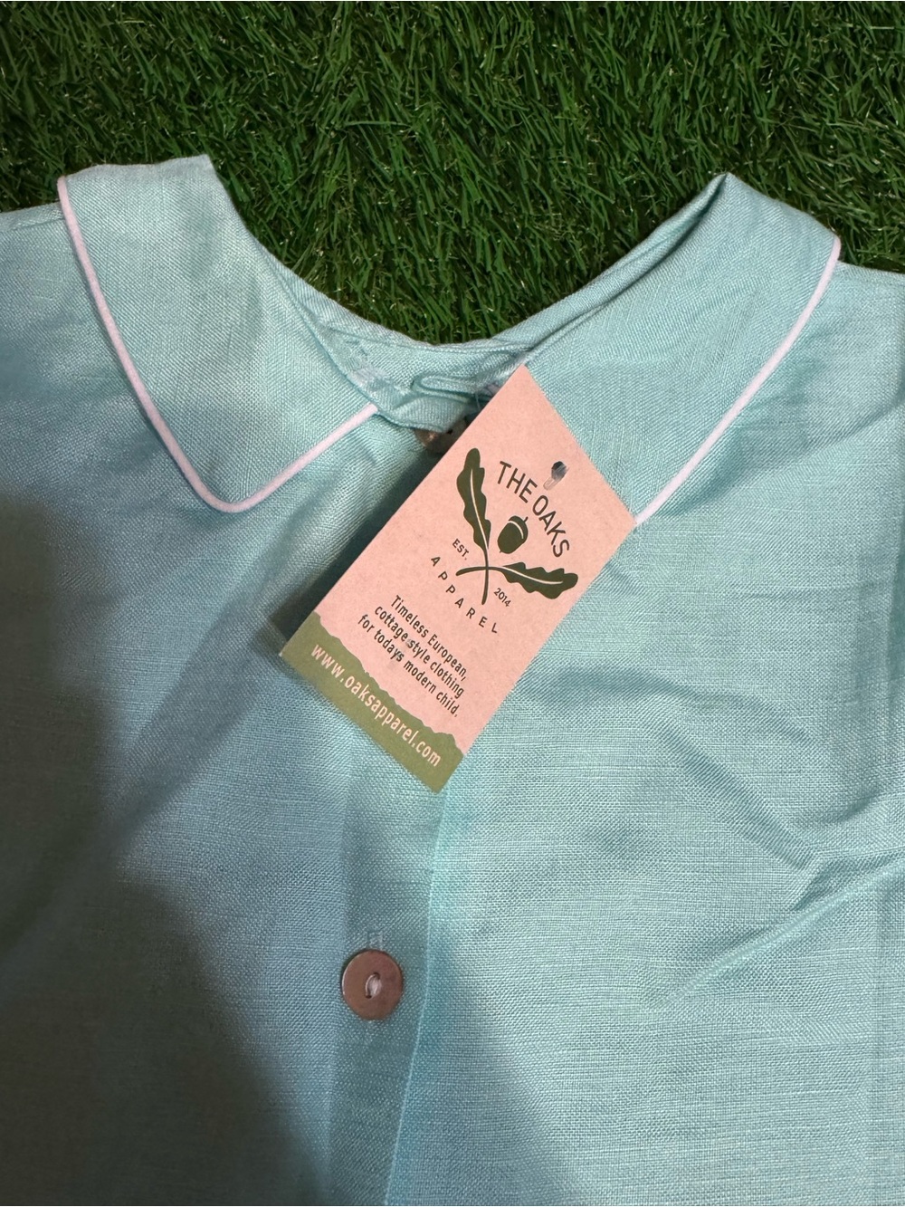 Kids Mint Green Short Set - Classic Collar - Picture 3 of 4
